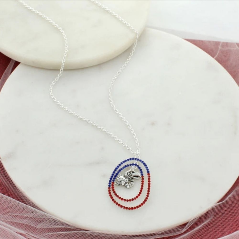 Kansas Collegiate Crystal Loop Necklace